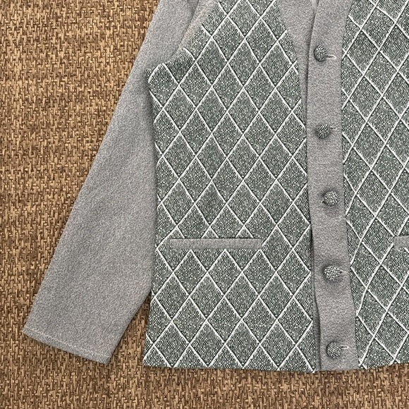 70s Diamond Checkered Cardigan - Picture 4 of 14